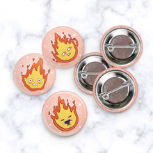 Load image into Gallery viewer, Studio Ghibli fan art Calcifer fire demon button badges 
