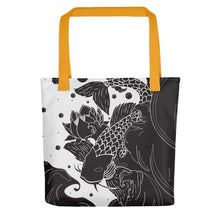 Load image into Gallery viewer, koi grocery bag tote bag yellow strap
